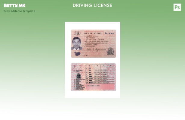 Шаблон за возачка дозвола Исланд во модерен стил